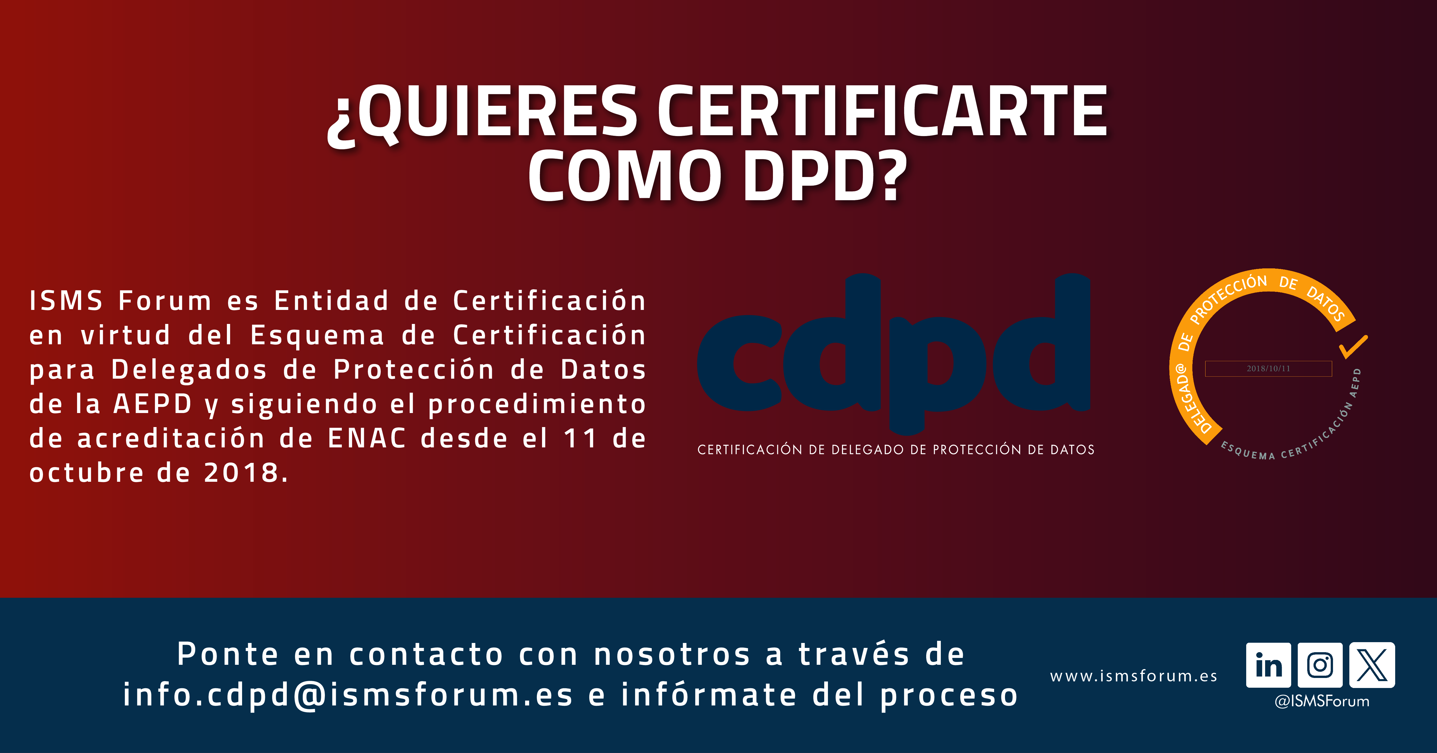 CERTIFCATE COMO DPD ANTES DE QUE TERMINE EL AO! CONSULTA NUESTRAS CONVOCATORIAS